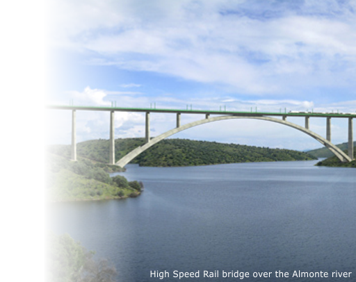 High speed rail bridge over the Almonte river